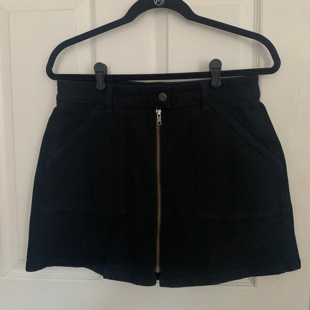 Black Denim Madewell Zip Skirt